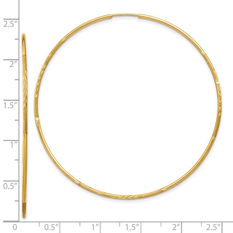 Curata 14k Yellow Gold Sparkle Cut Endless Hoop Earrings - 58x58mm