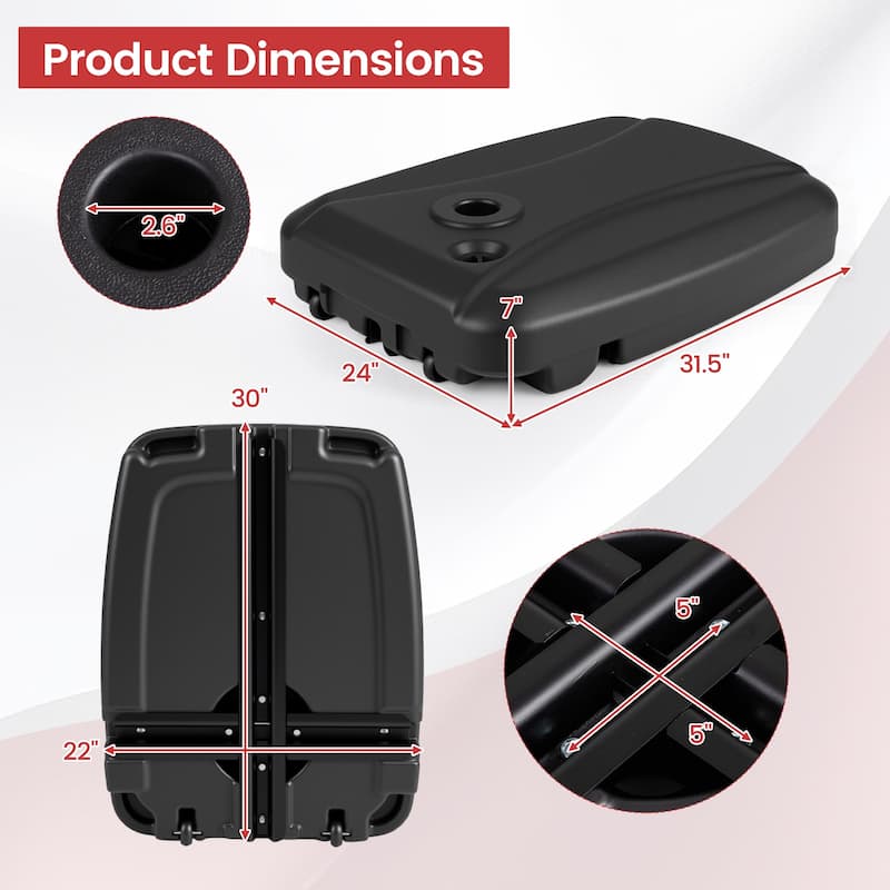 Gymax 225 LBS Cantilever Patio Umbrella Base w/Wheels & Crossed Base