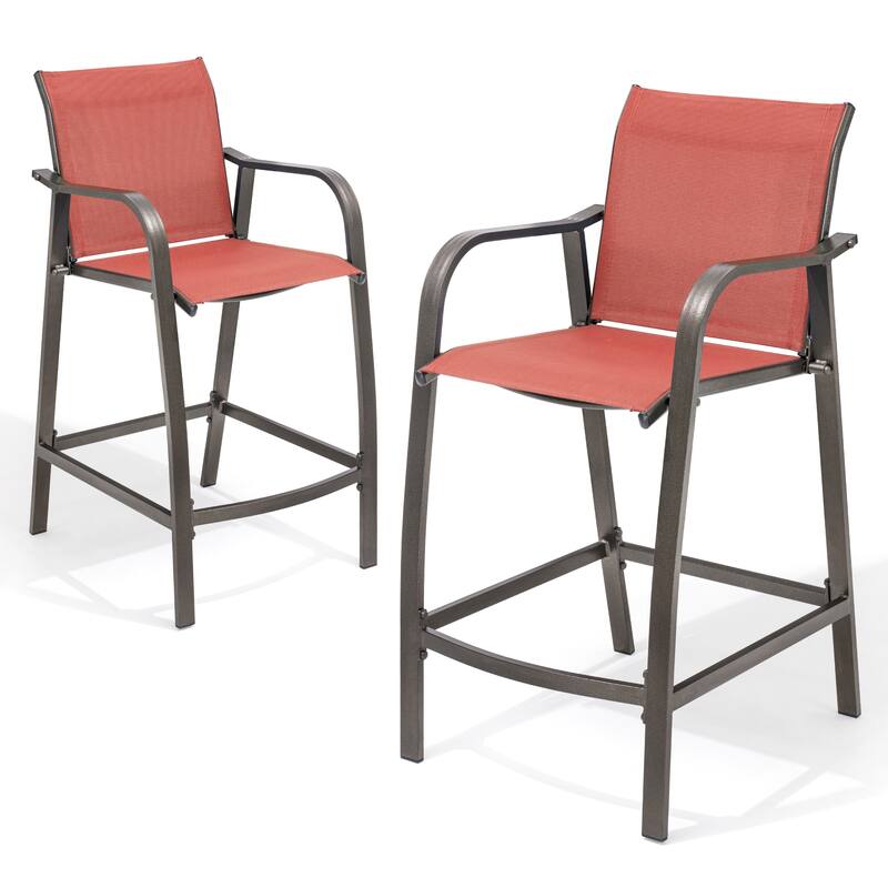 Crestlive Products Outdoor Outdoor Cast Aluminum Swivel Bar Stools with Sunbrella Cushion