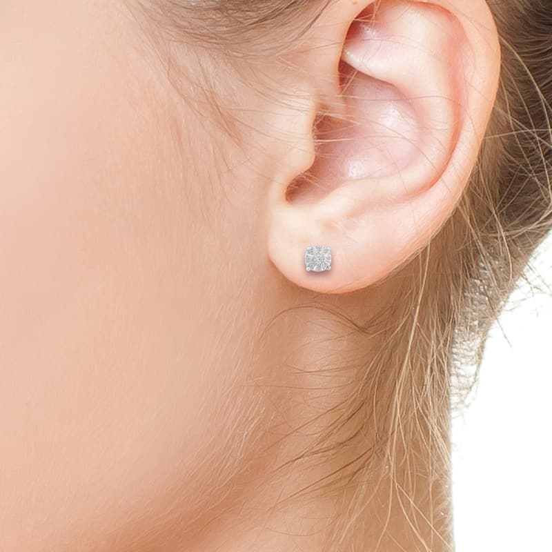 EFFY 925 Sterling Silver Diamond Earrings