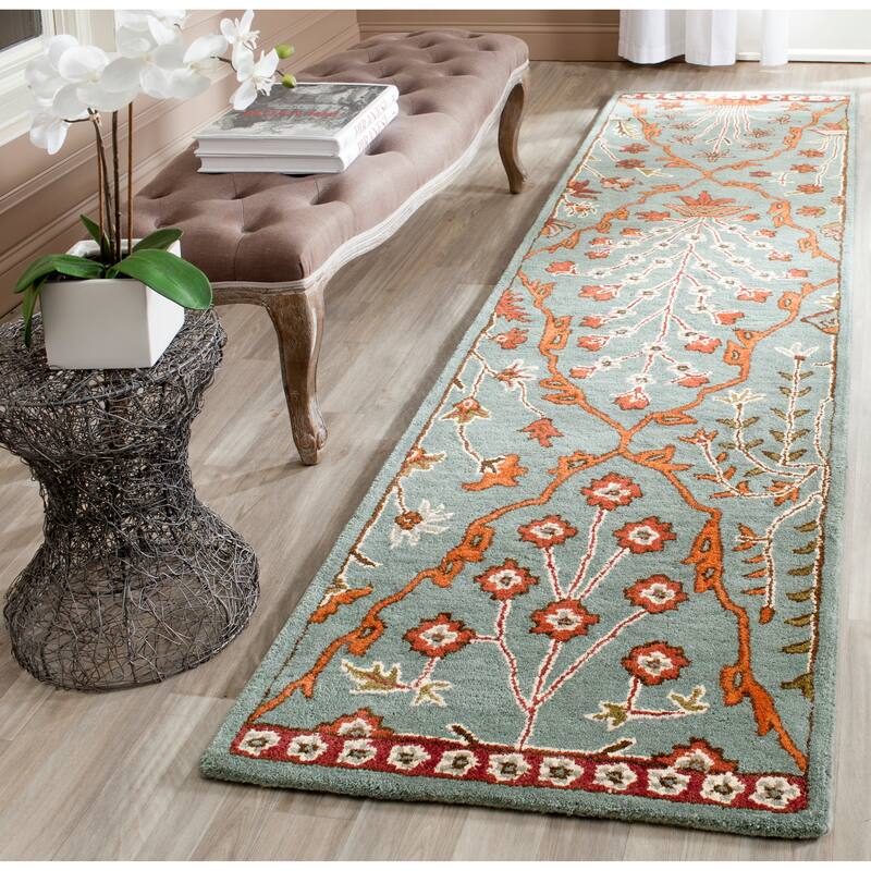 SAFAVIEH Handmade Wyndham Iori Modern Wool Rug - 2'3" x 9' Runner - Blue/Rust