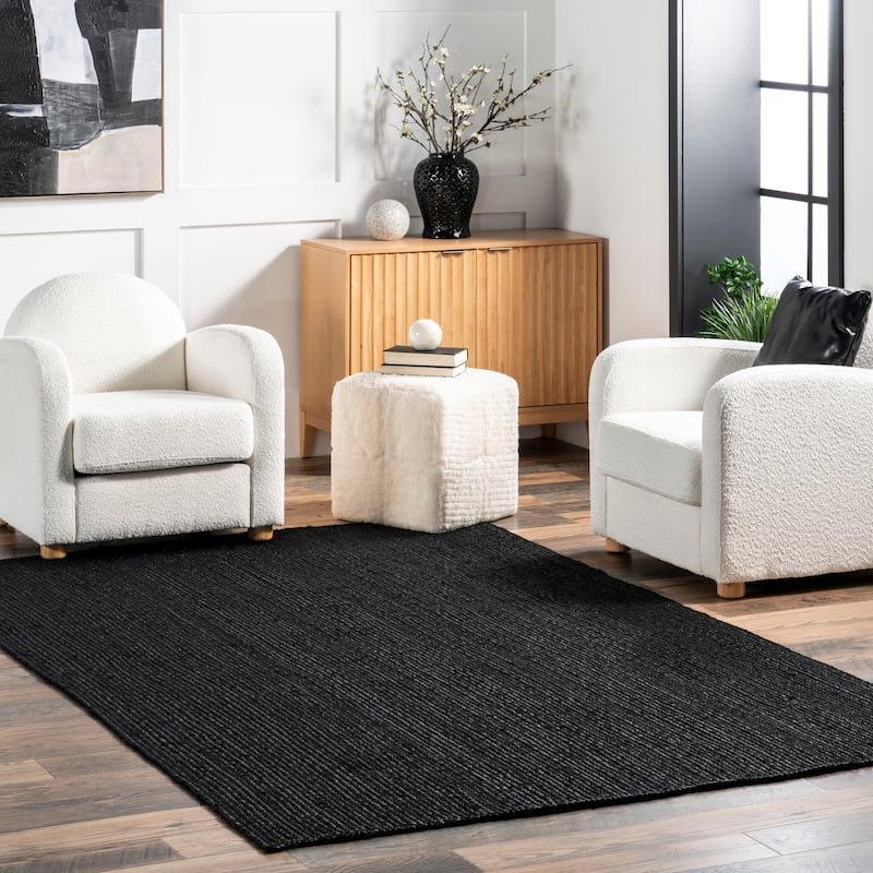 Nuloom Adelaida Farmhouse Jute Area Rug - 8' x 10' - Black