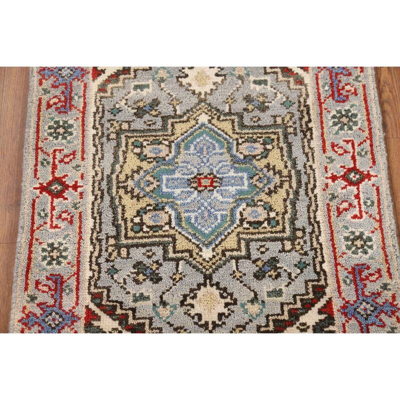 Gray Heriz Serapi Indian Foyer Rug Hand-Knotted Wool Carpet - 2'0" x 3'0"