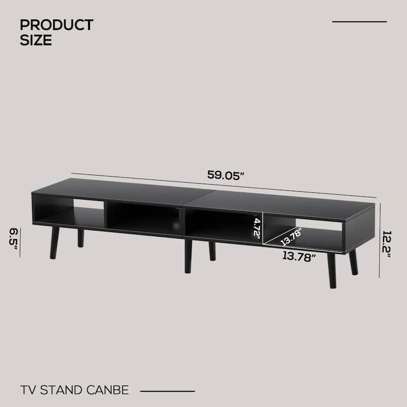Mid Century Modern TV Stand for TVs up to 65 Inch Wood Media Console with Open Shelves and Cable Management