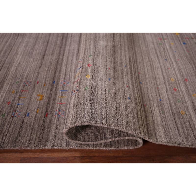 Striped Gabbeh Indian Area Rug Handmade Wool Carpet - 5'1"x 8'0"