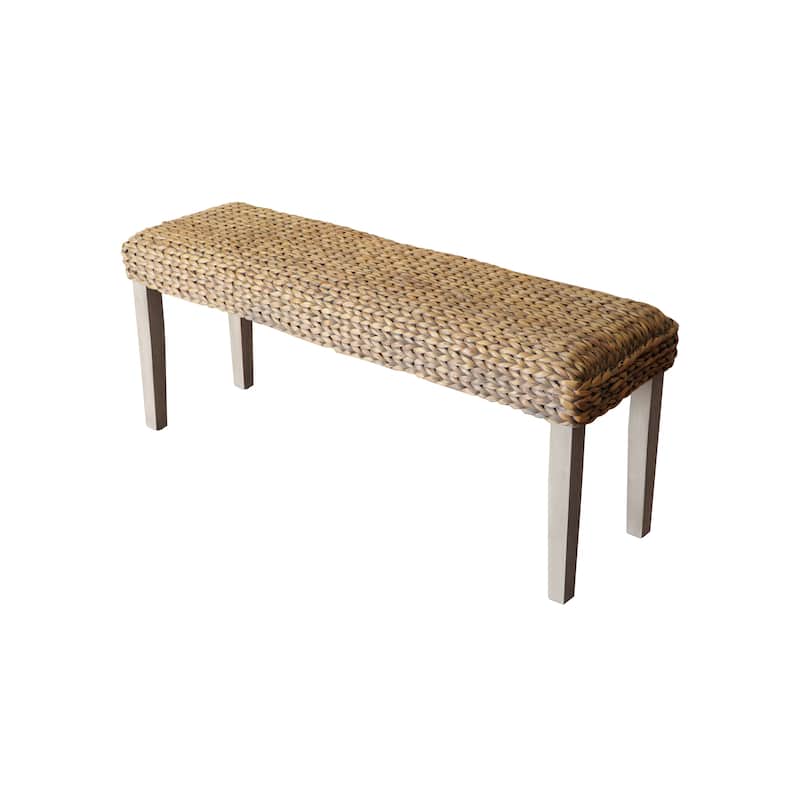 M4H Sultan Solid Wood Natural Water Hyacinth Indoor Bench