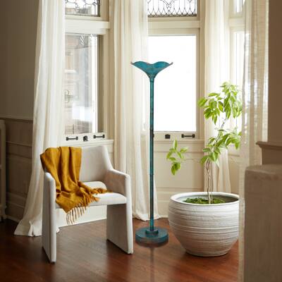 Stefanie River of Goods Faux Blue Patina and Copper Metal 62.5-Inch Candlestick Floor Lamp - 15" x 15" x 62.5"