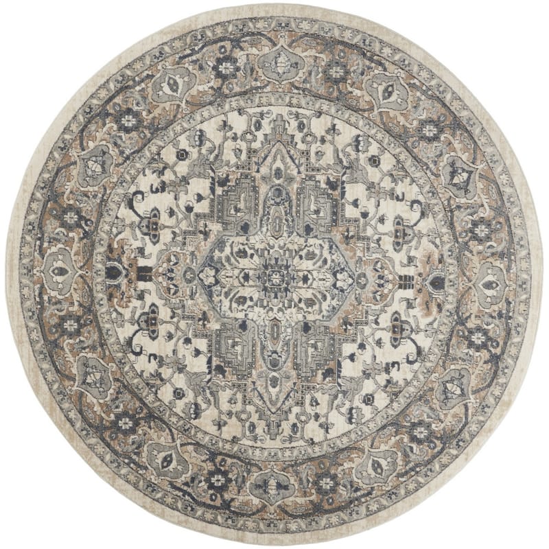 Mebus Power Loomed Distressed Geometric Traditional Durable Area Rug By HomeRoots - 120' X '120' X '0.32