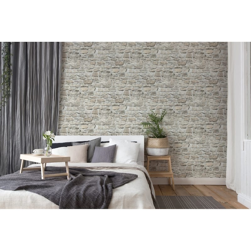 Galerie Wallcoverings Bricks and More Collection Stone Symphony Motif Matte Finish Vinyl on Non-woven Wallpaper Roll