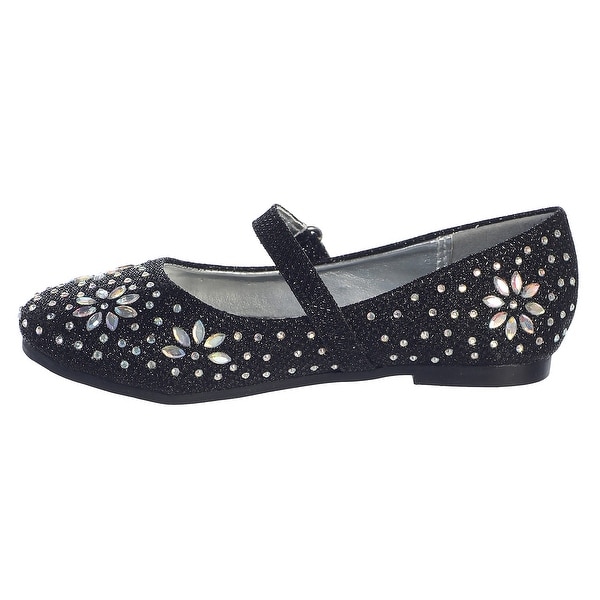 black glitter flat shoes