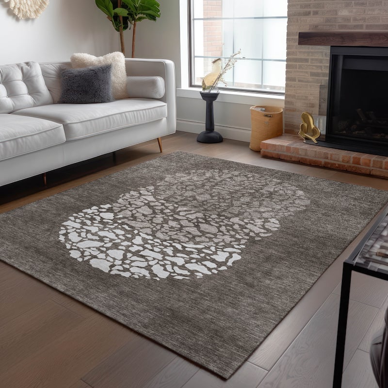 Machine Washable Indoor/ Outdoor Chantille Modern Mosaic Rug
