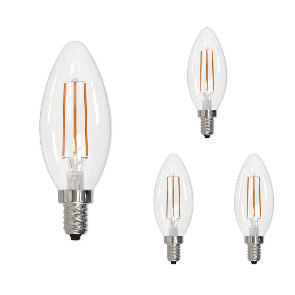Bulbrite LED Filament Pack of (4) 5 Watt Dimmable B11 Light Bulb with Clear Glass Finish and Candelabra (E12) Base