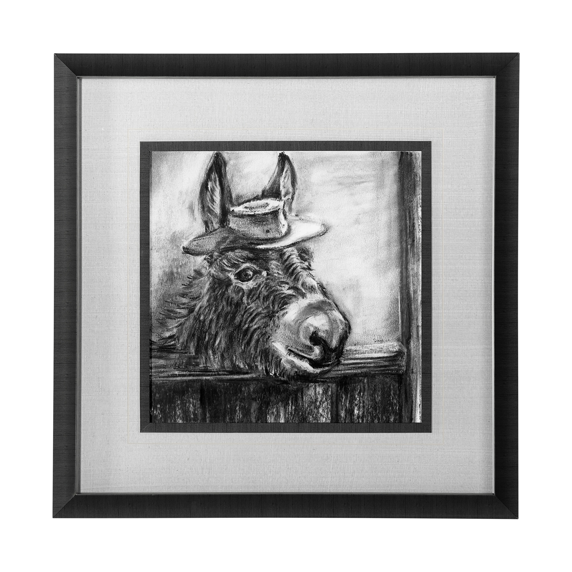 Donkey II by Mercana Studio a Hand Embellished Textured Framed Art Print Matted under Glass