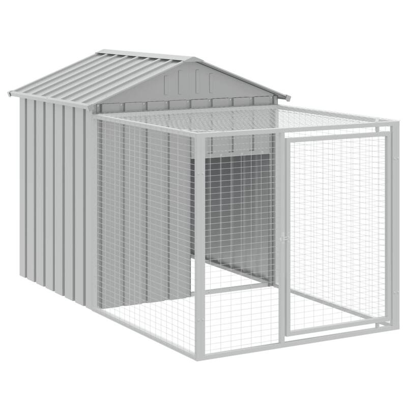 vidaXL Chicken Cage with Run Light Gray/Anthracite multisize Galvanized Steel - 46.1" x 159.4" x 48.4" - Gray
