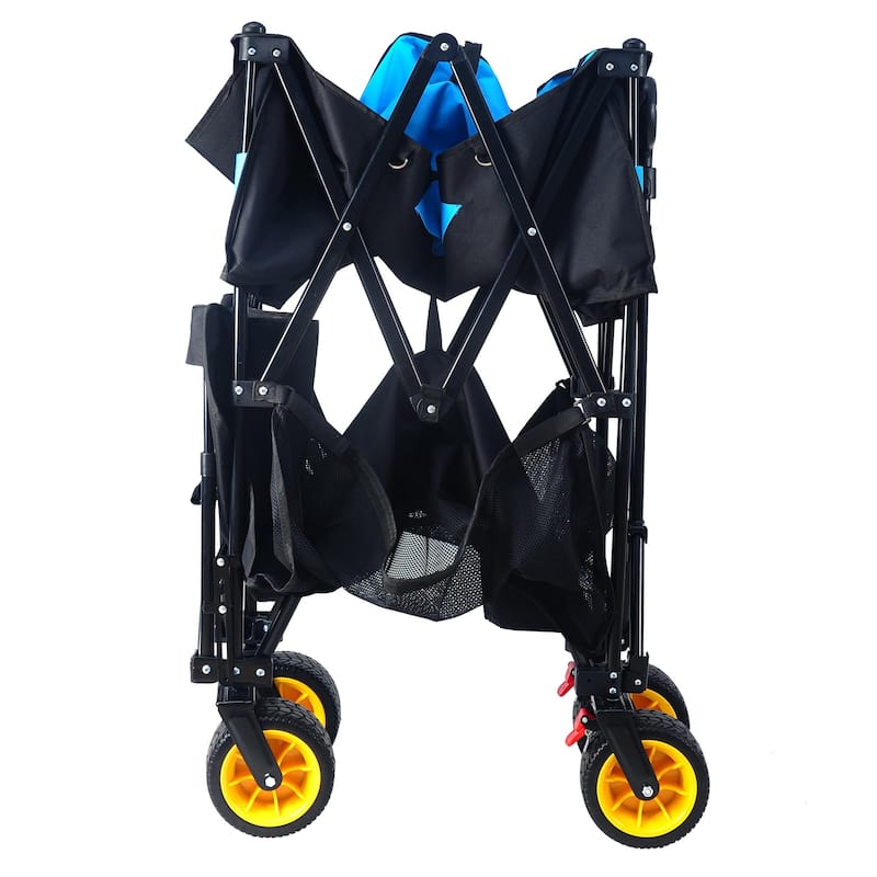 Extra Long Extender Folding Wagon Cart, Garden Shopping Beach Cart