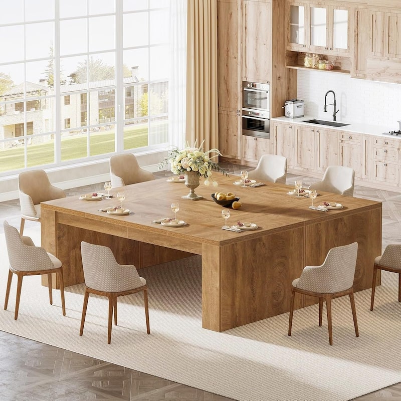 70.86-Inch Rectangular Dining Table for 6-8, Farmhouse Wooden Kitchen Table