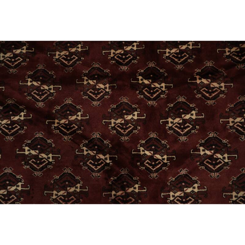 Hand Knotted Oriental 100% Wool Carpet Traditional All-Over Red Turkoman Area Rug - 12' 5'' X 8' 3''