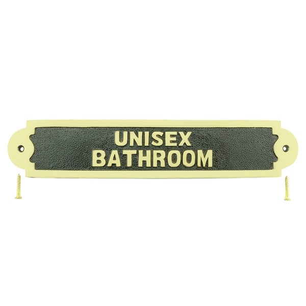 Solid Brass Sign Unisex Bathroom 2 1/8 H x 10 3/4 W Renovators Supply