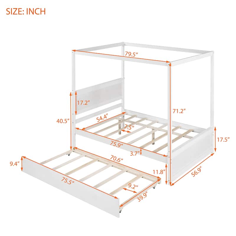 Full Size Canopy Platform bed