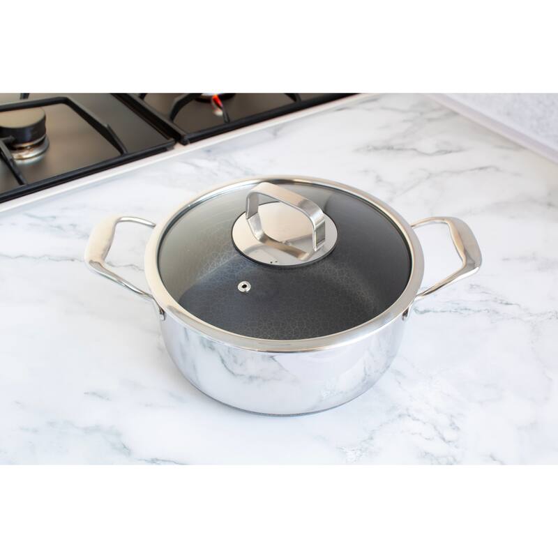 DiamondClad 6pc Hybrid Nonstick Stainless Steel Stock Pot and Saucepan Set