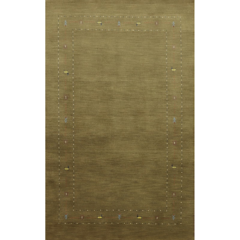 Hand Knotted Oriental 100% Wool Carpet Tribal Animal Pictorial Green Gabbeh Area Rug - 7' 9'' X 4' 11''