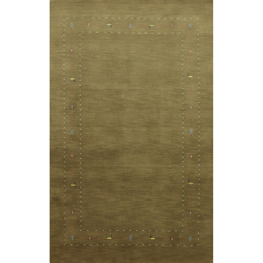 Hand Knotted Oriental 100% Wool Carpet Tribal Animal Pictorial Green Gabbeh Area Rug - 7' 9'' X 4' 11''