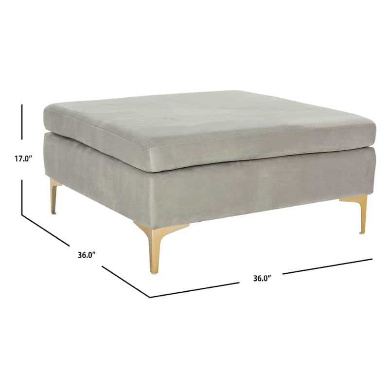 SAFAVIEH Giovanna Grey/ Brass Square Ottoman