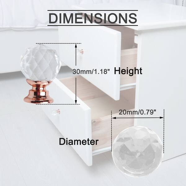20mm Dia Crystal Knob Dresser Pull Handle for Furniture Rose Gold 8pcs - Rose  Gold Color - Bed Bath & Beyond - 28884648
