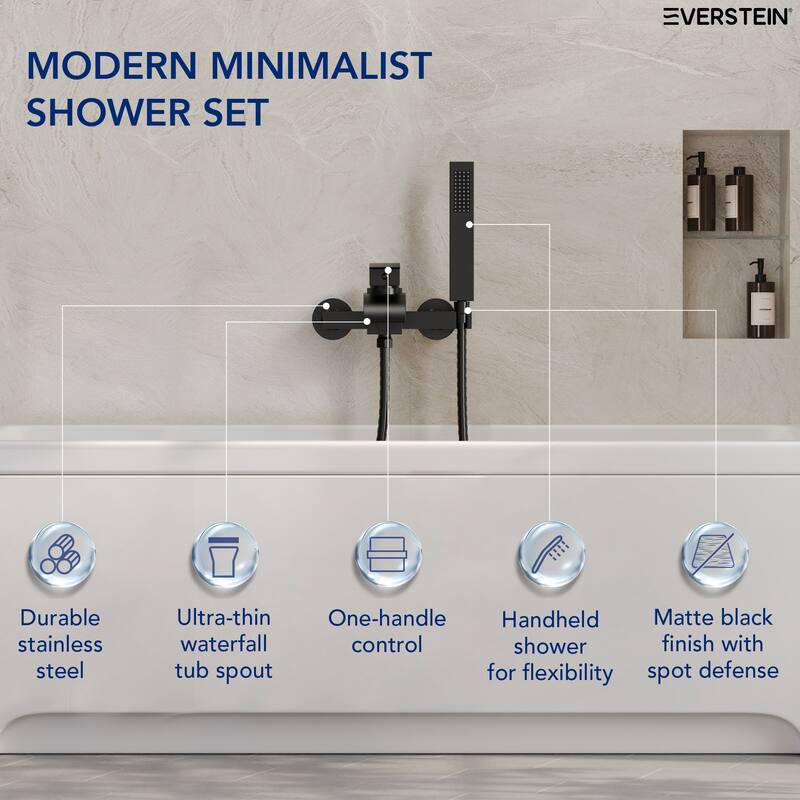 Single-Handle Wall Mount Tub Faucet with Handheld