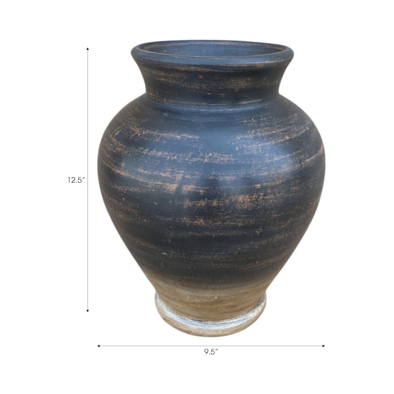 Terracotta Two Tone Traditional Vase - Brown, 12"