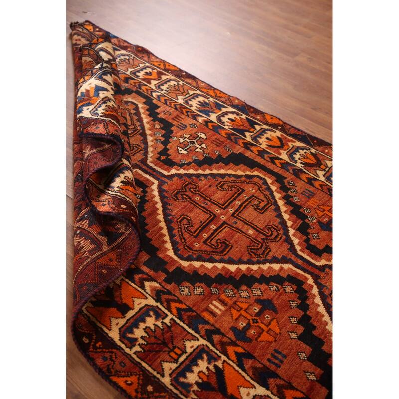 Hand Knotted Oriental 100% Wool Carpet Traditional Tribal Oranges & Rust Lori Area Rug - 8' 2'' X 4' 3''