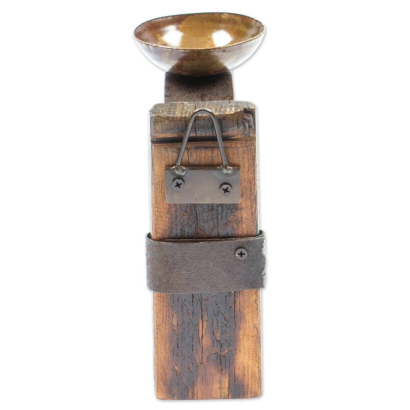 Novica Handmade Rustic Little Light Iron And Wood Wall Sconce