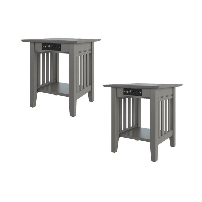 AFI Mission End Table Set of 2 with Built-in Charger