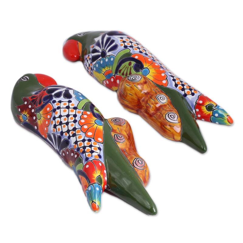 Novica Handmade Parrot Friends Ceramic Wall Sculptures (Pair)