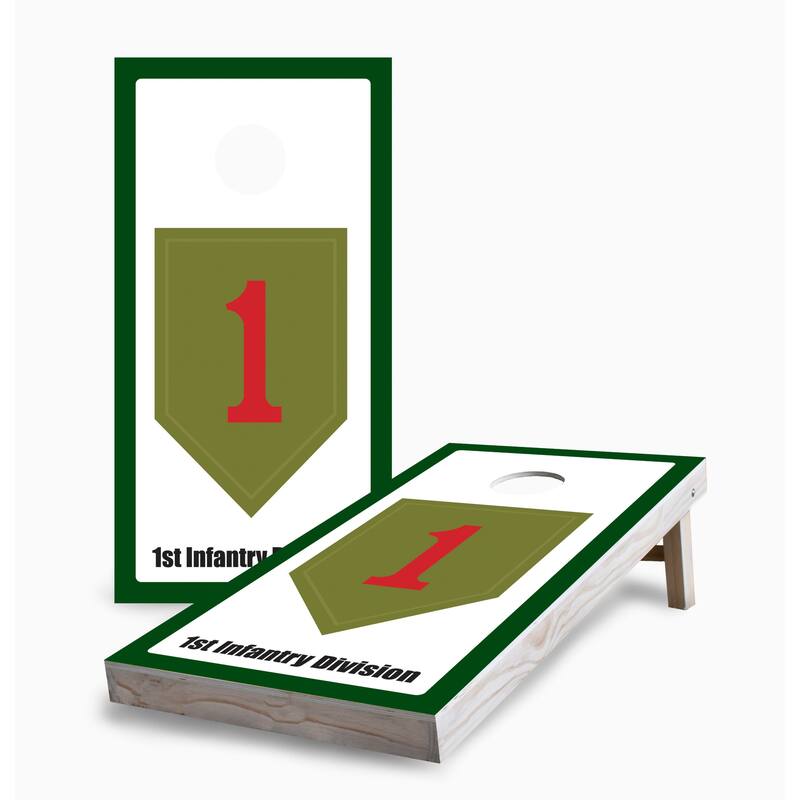1st Infantry Division Corn Hole Board Set w Case & Lights - 16 Years and Up