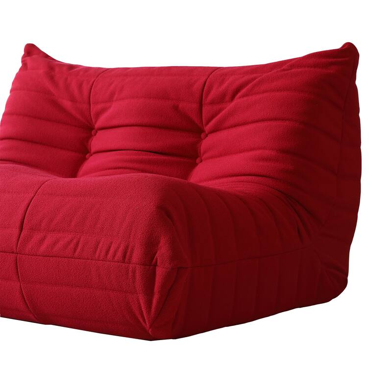 Futon Bean Bag Chair with Footstool,Soft Lazy Sofa Teddy Velvet Lounger Seat