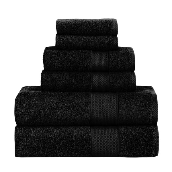 Madison 6 Piece Luxury Bath Towels Set 100 Turkish Cotton Black