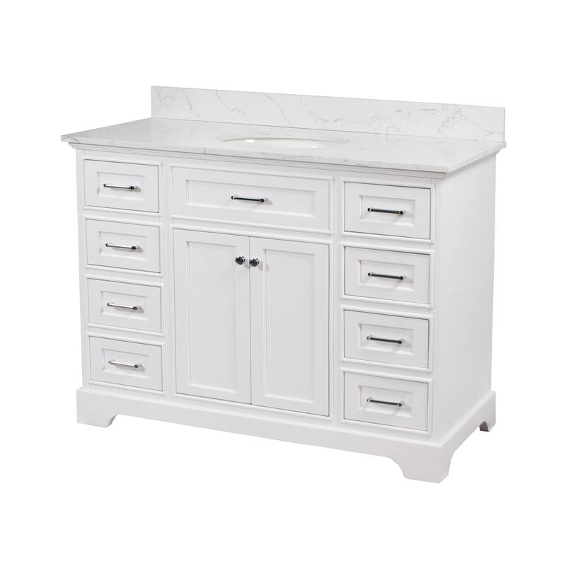 KitchenBathCollection Aria 48" Bathroom Vanity with Engineered Marble Top