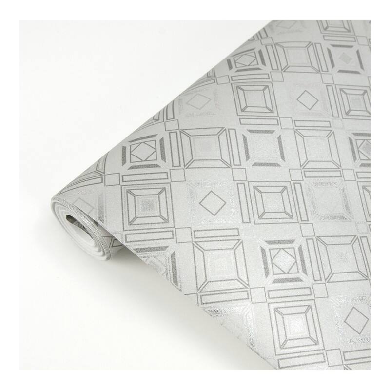 Brewster Sonic Light Grey Geometric Wallpaper - 21 x 396 x 0.025