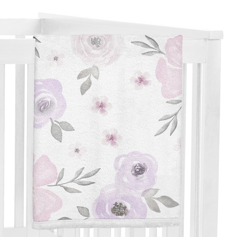 Sweet Jojo Designs Lavender Purple Boho Floral Girl Toddler Blanket Baby Swaddle - Bohemian, Shabby Chic, Watercolor, Farmhouse