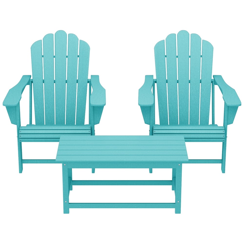 Aderson Outdoor Poly Adirondack Chair Set with Coffee Table