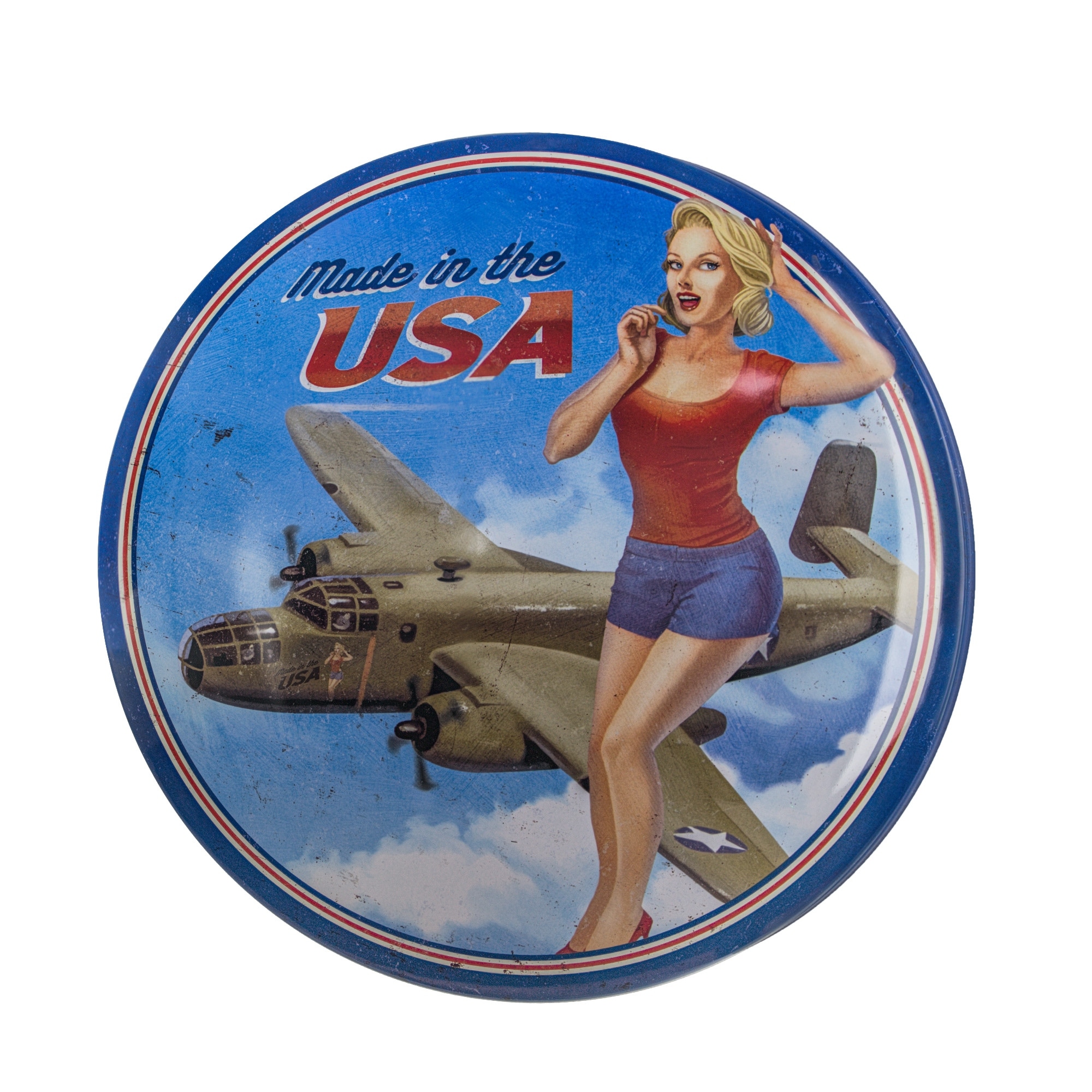 Made in the USA Dome Shaped Metal Sign Wall Decor for Bar, Garage or Man Cave (15")