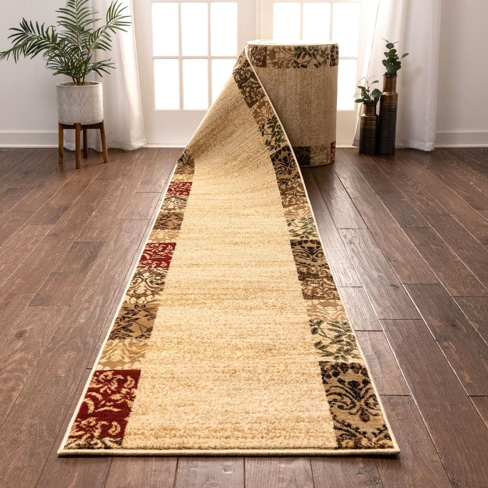 Custom Size Runner Barclay Vane Willow Transitional Border Stair Rug