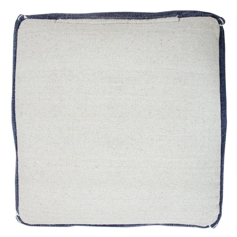 HomeRoots 18" Blue 100% Cotton Ottoman