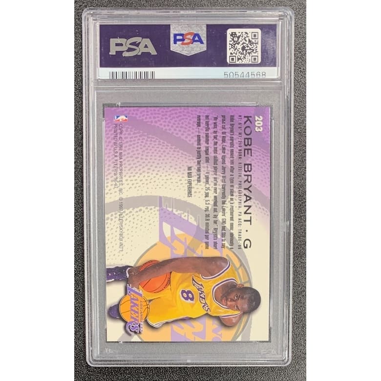 Kobe Bryant 1996 Fleer Basketball Rookie Card #203 Graded PSA 8 - 8' x 11'
