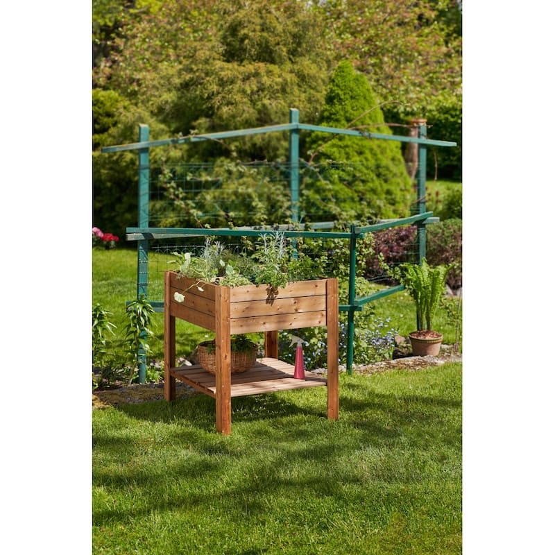 Wooden Garden Raised Beds with Shelf