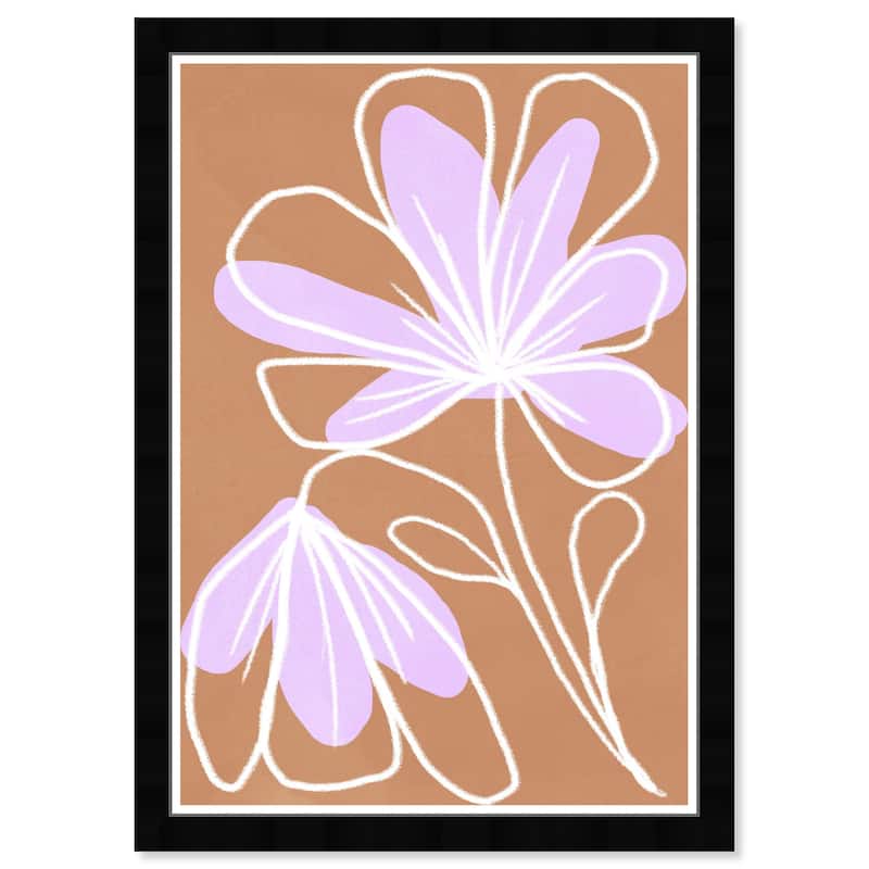 Wynwood Studio Prints Floral and Botanical Una Flor II Brown and Light Brown Modern & Contemporary Wall Art Canvas Print