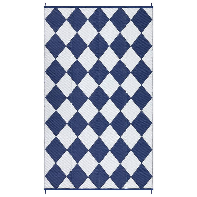 Outdoor Rug Waterproof Reversible Rug Plastic Straw Rug Checkered Floor Mat Outside Carpet for Camping RV Backyard Patio