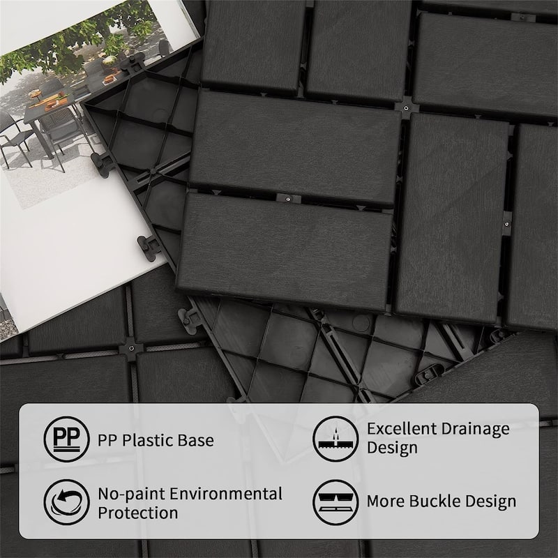 12"x12" Patio Square Composite Interlocking Decking Tiles (Pack of 27)