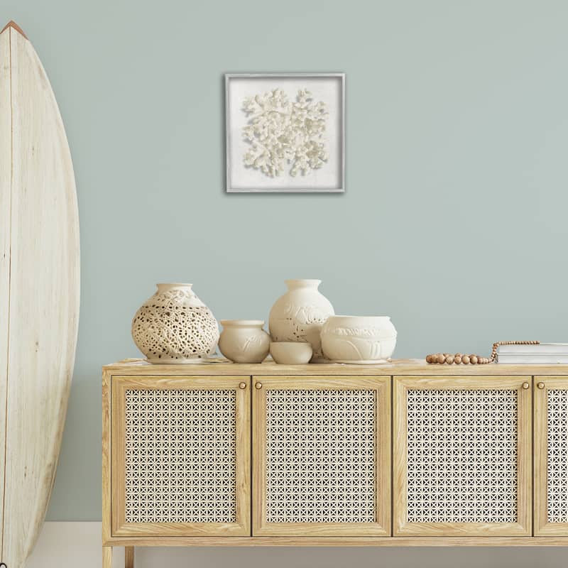 Stupell Aquatic Neutral Coral Framed Giclee Art Design By Caroline Kelly